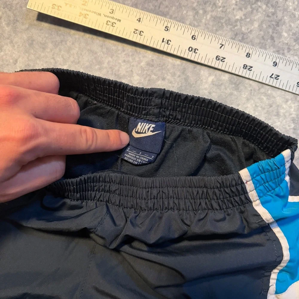 Vintage Nike Kids Track Pants Navy Blue White Stripe‎ Windbreaker Size 7